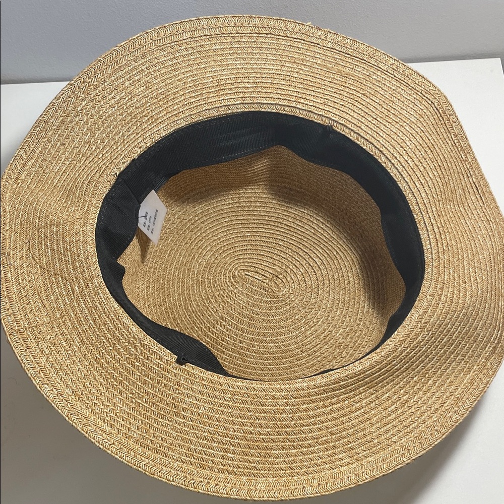 Straw Boater Hat with White Ribbon - Picture 3 of 3